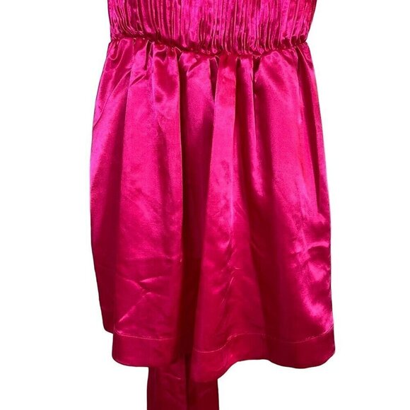 Anthropologie Dress 14 Maeve Pink Satin Mini Bow Tie Feminine Retro Sexy Vegas - Picture 6 of 16